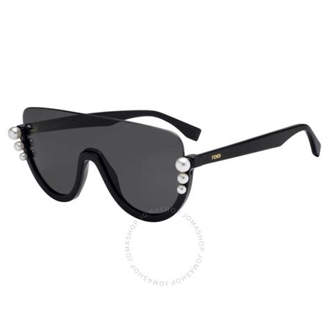 Fendi Ribbons and Pearls Dark Gray Shield Ladies Sunglasses 